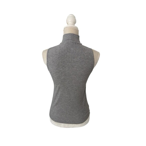 LNA Gray Sleeveless Ribbed Knit Tank Top Women's  Small Turtle High Neck Choker - Picture 4 of 13